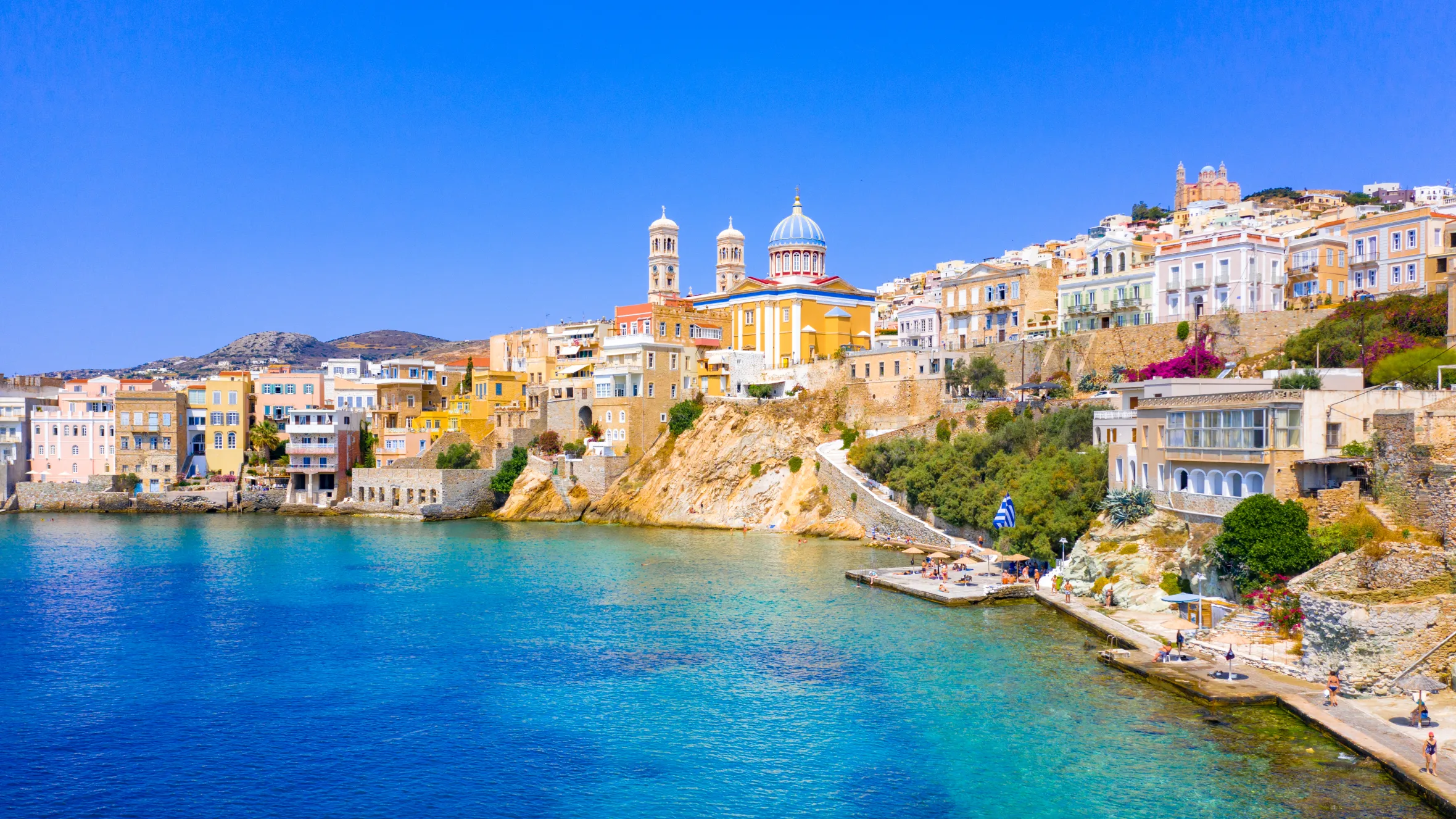 Ermoupoli rising above the water on Syros